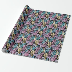 Papier Cadeau Feuilles de palme : aquarelle motif foncé
