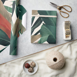 Papier Cadeau Feuilles de palme dans les tons muets