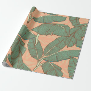 Papier Cadeau Feuilles de palme tropicale sans couture arrière -