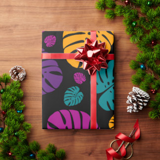 Papier Cadeau Feuilles de palmiers colorés