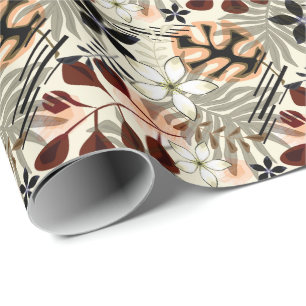 Papier Cadeau Feuilles de palmiers et monstères, tropicaux