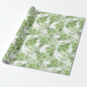 Papier Cadeau Feuilles de palmiers verts. Motif aquarelle