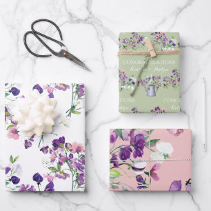 Papier cadeau feuilles de pois de senteur Félicita