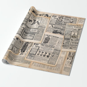 Papier Cadeau Feuilles de publicité de journaux anciens Découpag