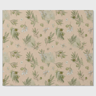 Papier Cadeau Feuilles d'olive Branches Kraft Eco Emballage Bota