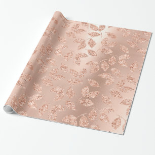 Papier Cadeau Feuilles d'or rose Blush Copper Parties scintillan