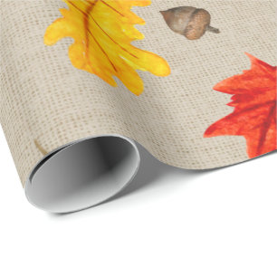 Papier Cadeau Feuilles et glands d'automne
