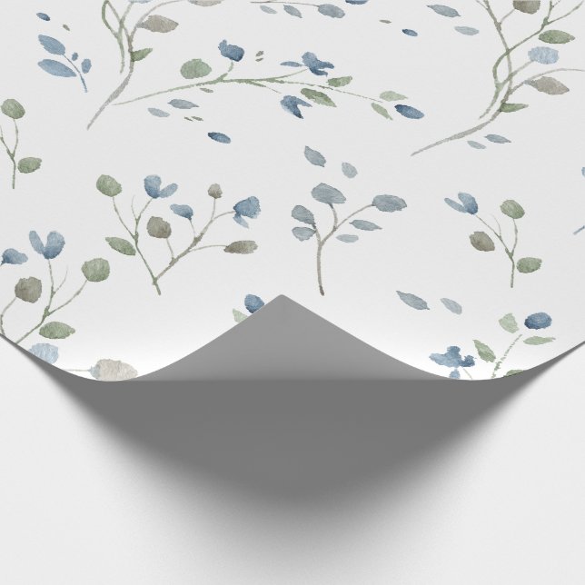 Papier Cadeau Feuilles Festif à l'aquarelle (Coin)