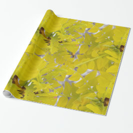 Papier Cadeau Feuilles Jaunes Lumineux