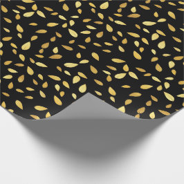 Papier Cadeau Feuilles modernes en noir et or Motif illustré