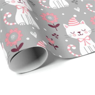 Papier Cadeau Feuilles papier d'enveloppement de chats de Noël