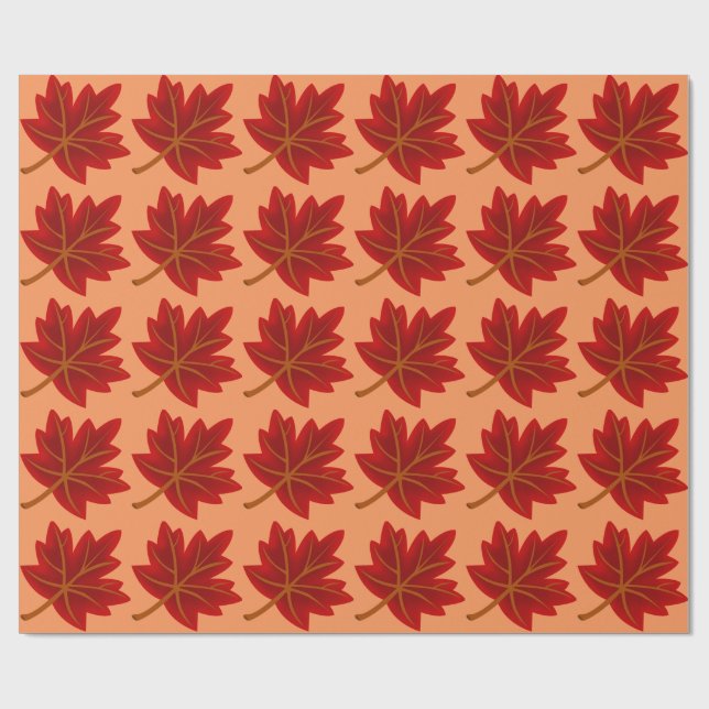 Papier Cadeau Feuilles Red Maple (Plat)