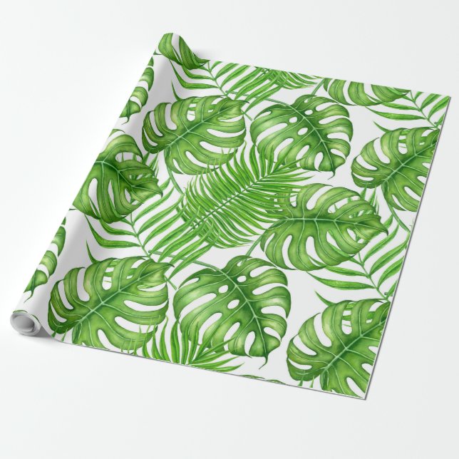 Papier Cadeau Feuilles tropicaux (Déroulé)