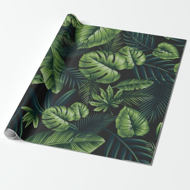 Papier Cadeau Feuilles tropicaux (Déroulé)