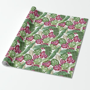 Papier Cadeau Feuilles tropicaux de Monstera et Palm