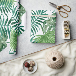 Papier Cadeau Feuilles tropicaux de Monstera et Palm