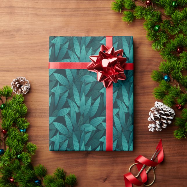 Papier Cadeau Feuilles tropicaux rayonnants (Cadeau de vacances)