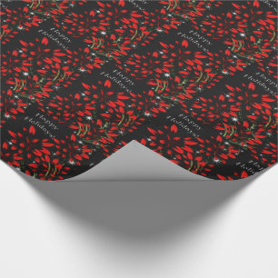 Papier Cadeau Feux d'artifice de scintillement de poinsettia