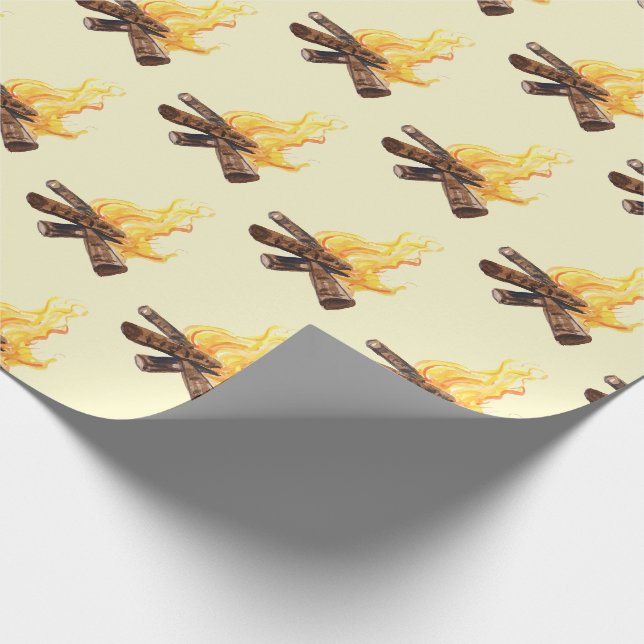 Papier Cadeau Feux de camping sur Yellow Camping Randonnée Avent (Coin)