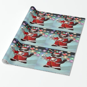 Papier Cadeau Feux de Noël Cute Tuxedo Chat