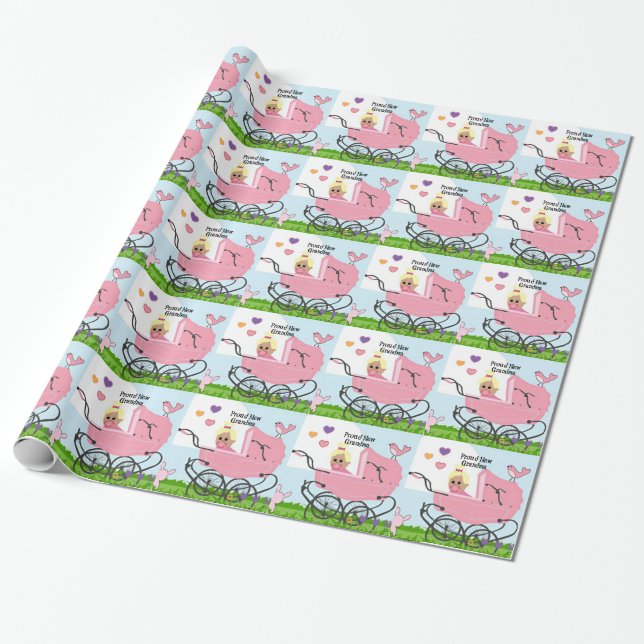 Papier Cadeau Fière nouvelle grand-mère - Petite fille (Déroulé)