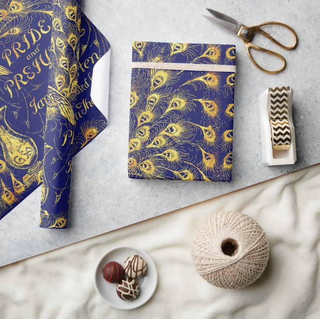 Papier Cadeau Fierté et préjugé Bleu Peacock Livre couverture (Artisanat)