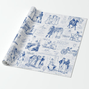 Papier Cadeau Fierté et préjugé Citations de toile bleue Illustr