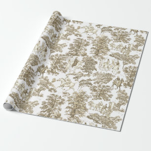 Papier Cadeau Fierté et Préjugés Chevaux Toile d'or beige