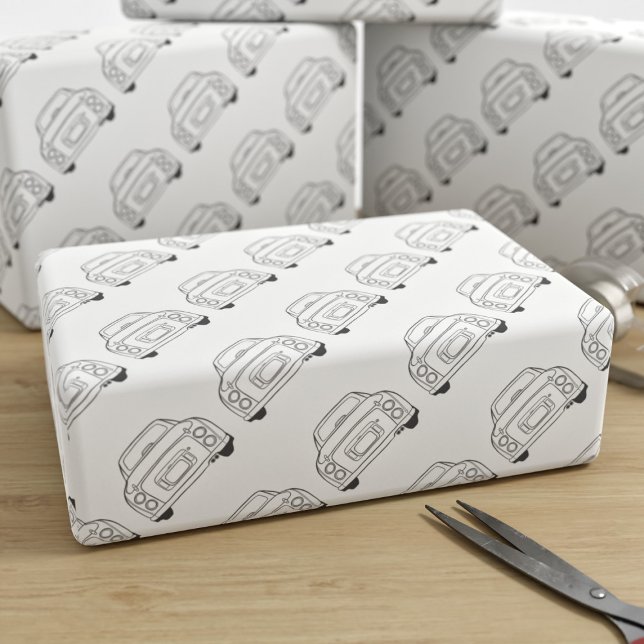 Papier Cadeau Figarations Figaro Trafic Voiture Papier Gris (Fun figgy wrapping paper just for you)