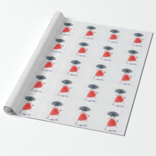 Papier Cadeau Fille à la mode : Illustration de pluie parapluie