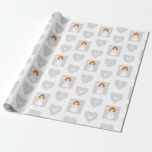 Papier Cadeau Fille à tête rouge de la colombe