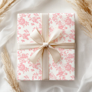 Papier Cadeau Fille au nœud rose Toile de Jouy Premier 1er anniv