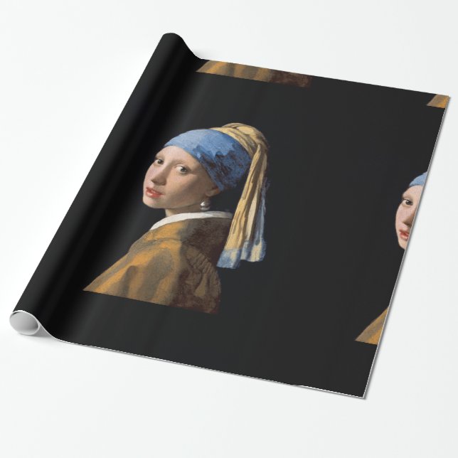 Papier Cadeau Fille avec une boucle d'oreille de perle (Déroulé)