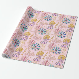 Papier Cadeau Fille Bébé rose sous la brise marine