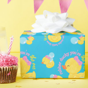 Papier Cadeau Fille Bleu Rubber Ducky Vous êtes la fête unique