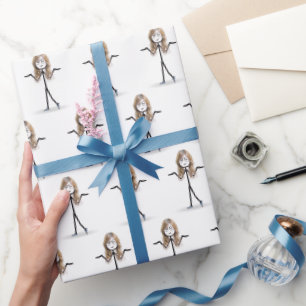 Papier Cadeau Fille Bonhomme Allumette Avec Lunettes Baskets