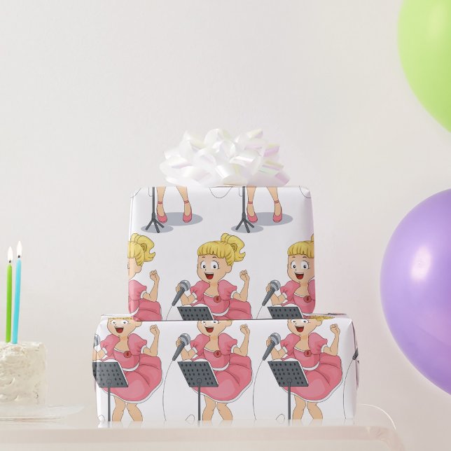 Papier Cadeau Fille chante (Créateur téléchargé)