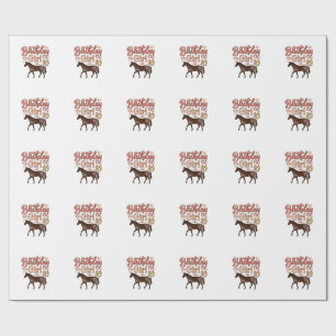 Papier Cadeau Fille d'anniversaire 10 Cheval Floral Design Vecto