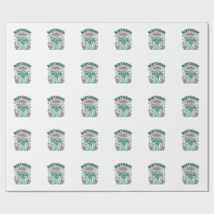 Papier Cadeau Fille d'anniversaire 10 Tortue de mer Gravure vint
