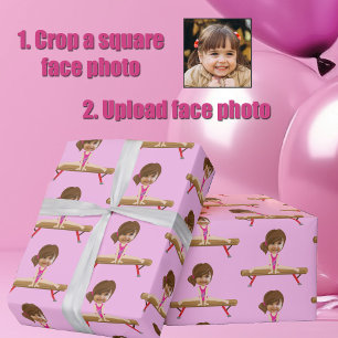 Papier Cadeau Fille de gymnastique mignonne photo de visage pers