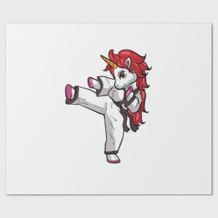 Papier Cadeau Fille de karaté Licorne Taekwondo Jiu Jitsu MMA BJ