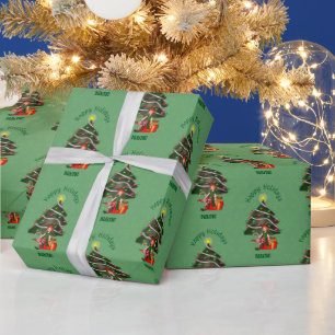 Papier Cadeau Fille de Noël Elf Tree Présente Mignonne Personnal
