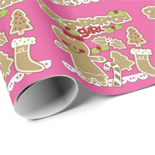 Papier Cadeau Fille de pain d'épices