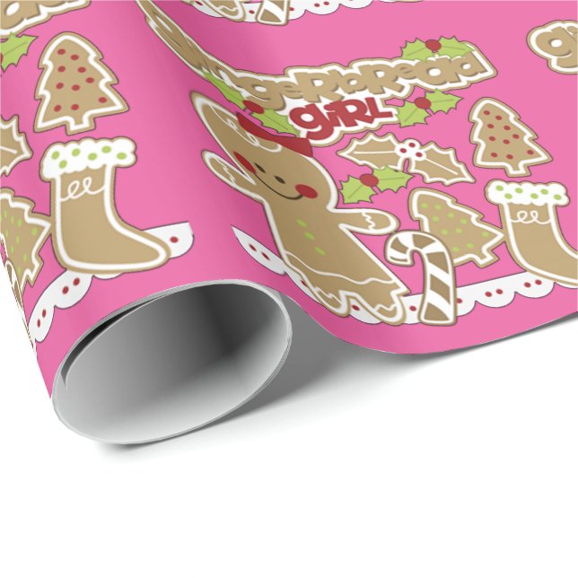 Papier Cadeau Fille de pain d'épices (Coin rond)