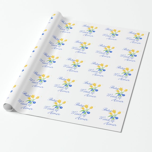 Papier Cadeau Fille d'honneur aux tulipes jaunes (Déroulé)