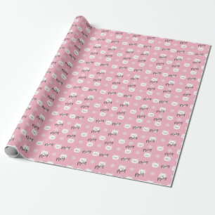 Papier Cadeau Fille d'ours rose de Noël personnalisée