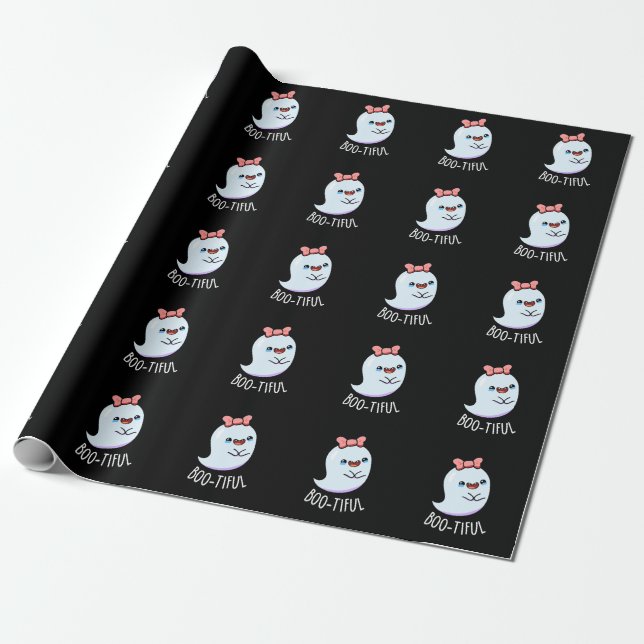 Papier Cadeau Fille Drôle Botitique Halloween Fantôme Pun (Déroulé)