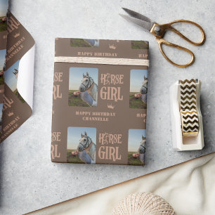 Papier Cadeau Fille du Cheval Personnalisée