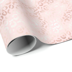 Papier Cadeau Fille Empreinte de léopard en verre rose Ombre