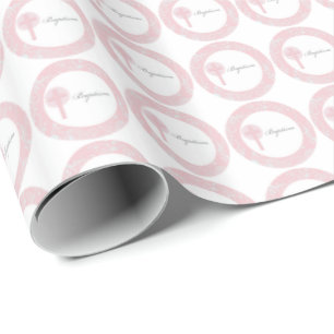 Papier Cadeau Fille en dentelle rose Baptême